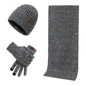Set d'hiver décontracté avec bonnet, écharpe et gants pour hommes