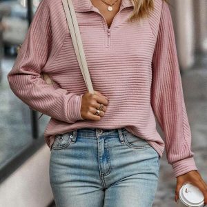 FrenchEmma - Pull femme élégant avec fermeture éclair pour l'automne