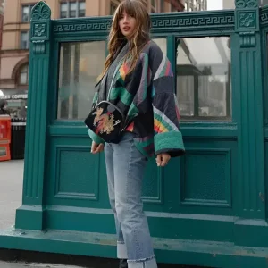 Maya™ | Veste Kimono Rayée & Vintage