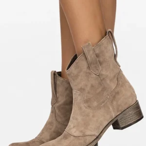 Bottines western femme en daim style cowboy talon carré bottes élégantes