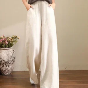 Pantalon élégant et ample en coton pour femmes
