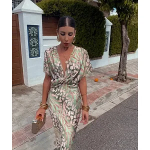 Cosima | Robe Pour Femme Avec Décolleté En V | Vert Automnal