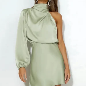 Robe Courte Élégante Femme Coupe Asymétrique – Robe Chic et Habillée