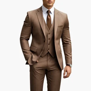 Costume homme 3 pièces élégant coupe ajustée avec gilet veste et pantalon style formel moderne