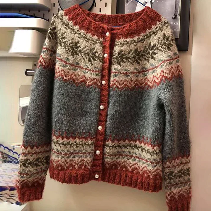 Cardigan Fair Isle Automnal – Tricot Nordique pour Femme – Image 3