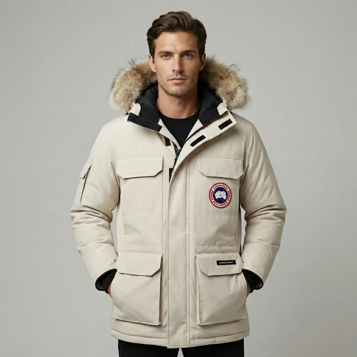 Parka Homme Chaude et Epaisse Veste d'Hiver Confortable avec Capuche en Fourrure – Image 4
