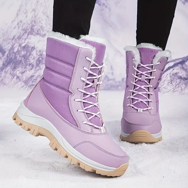 Bottes de neige imperméables pour femmes - Bottes d'hiver isolées avec semelle antidérapante – Image 5