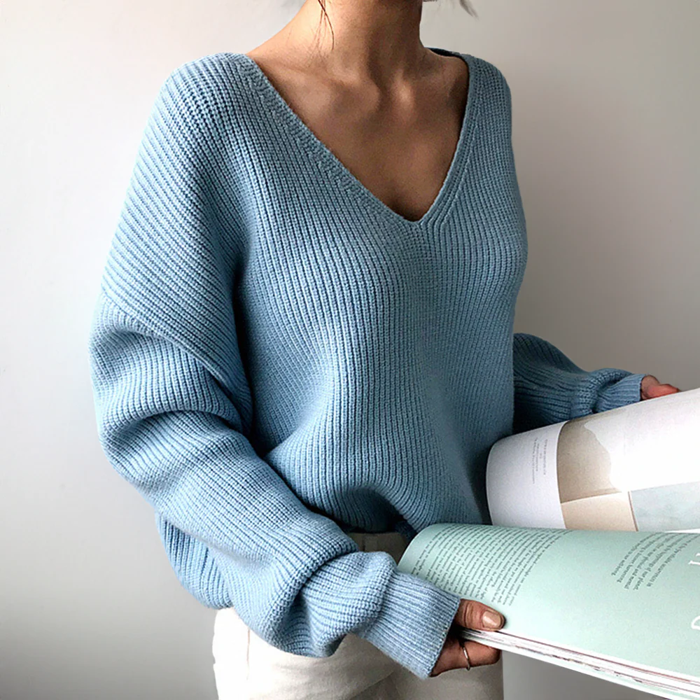 Pull en tricot chunky col V – Image 5