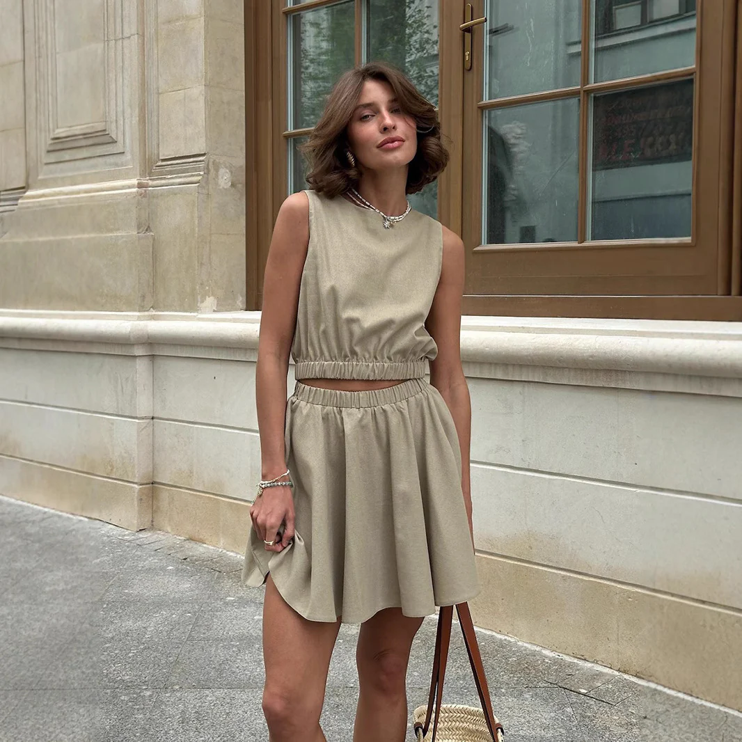 Liora™ – Ensemble Casual Jupe Courte & Haut en Coton‑Lin – Image 7