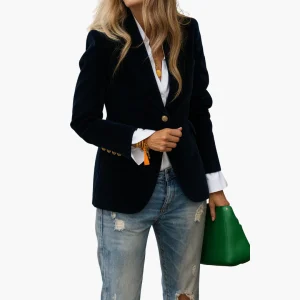 Veste en velours à simple boutonnage pour femme