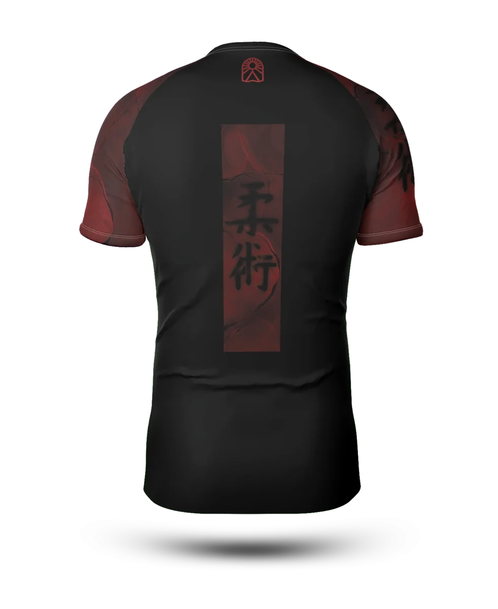 Rashguard manches courtes - Rouge et noir symbole Jiu Jitsu – Image 3