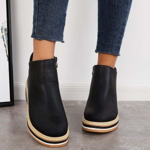Bottines zippées à plateau pour femmes