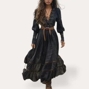 Robe boho pour femme avec broderie