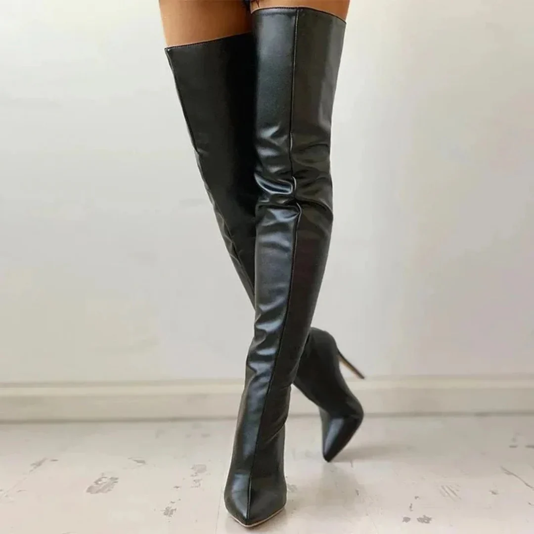 Bottes à talons hauts pour femmes avec fermeture éclair, bout pointu | Genou et cuisse haute - Collection Automne – Image 3