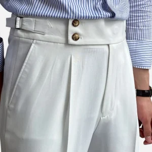 Pantalon drapé taille haute pour homme