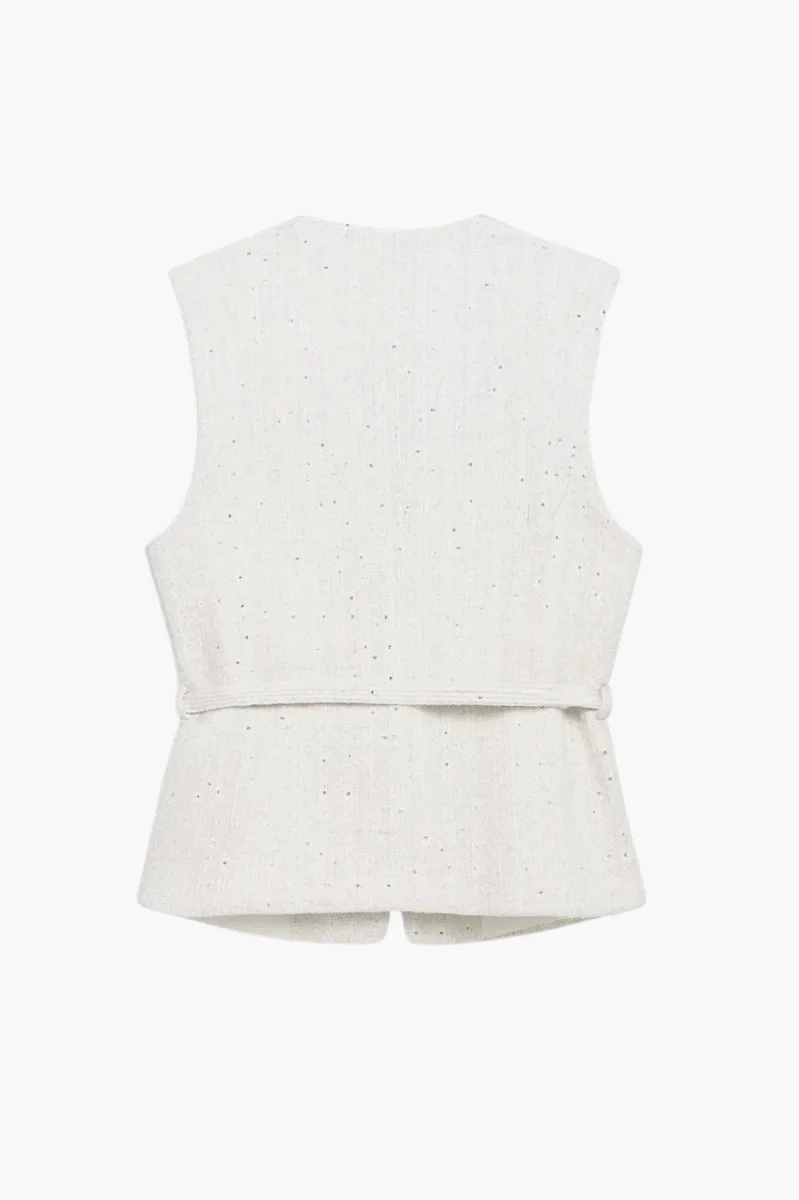 Gilet sans manches femme texturé avec ceinture – Image 7