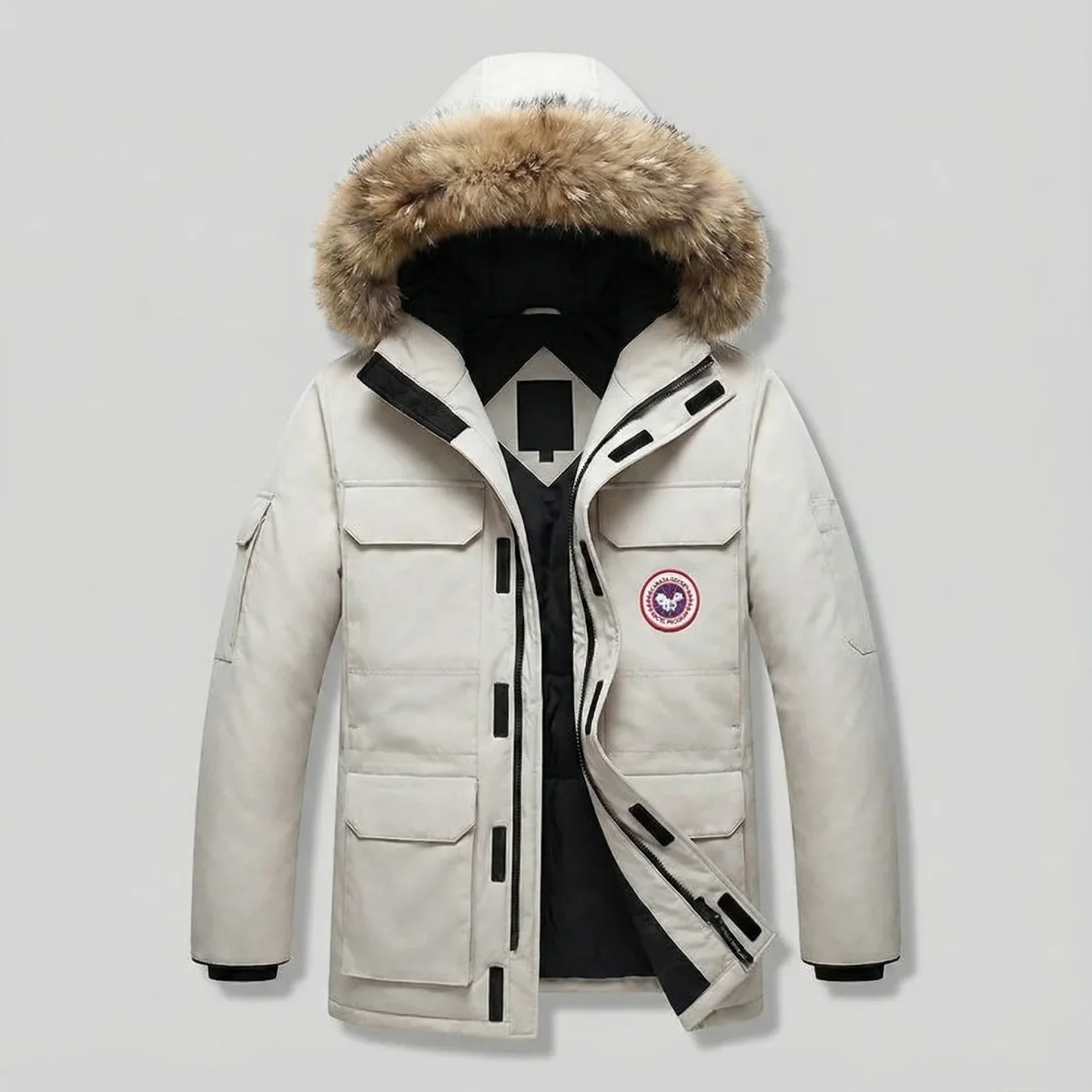 Parka Homme Chaude et Epaisse Veste d'Hiver Confortable avec Capuche en Fourrure – Image 3