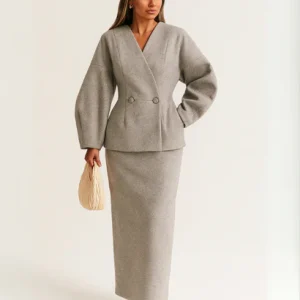 Ensemble Femme – Veste Élégante & Jupe Longue – Style Minimaliste