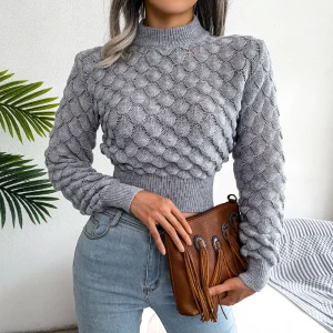Top croisé en tricot avec texture et couleur