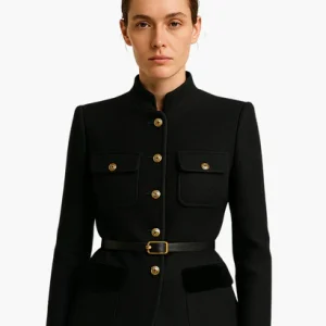 Veste Femme Élégante Cintrée à Boutons Dorés – Style Structuré & Silhouette Moderne