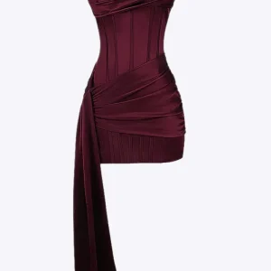 Brooklyn - Mini-robe élégante sans manches en satin pour femme