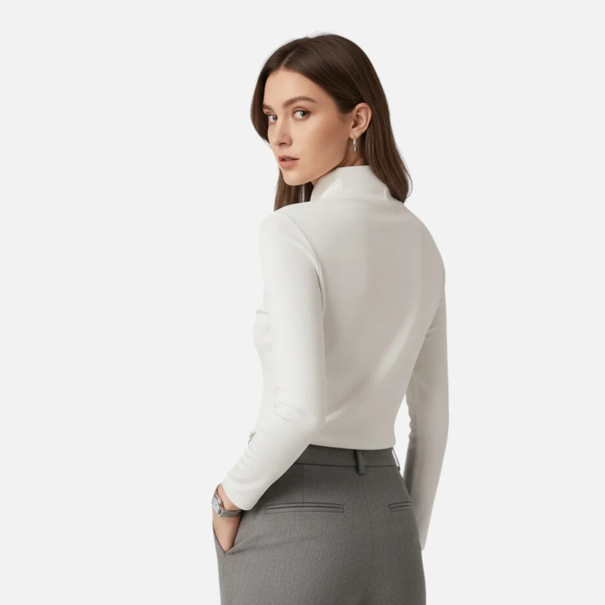 Haut à manches longues et col montant pour femme – Image 7
