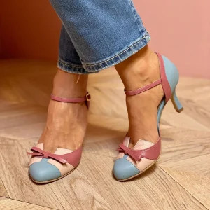 Bellarosa | Sandales colorées avec nœud et sangle, à bout rond