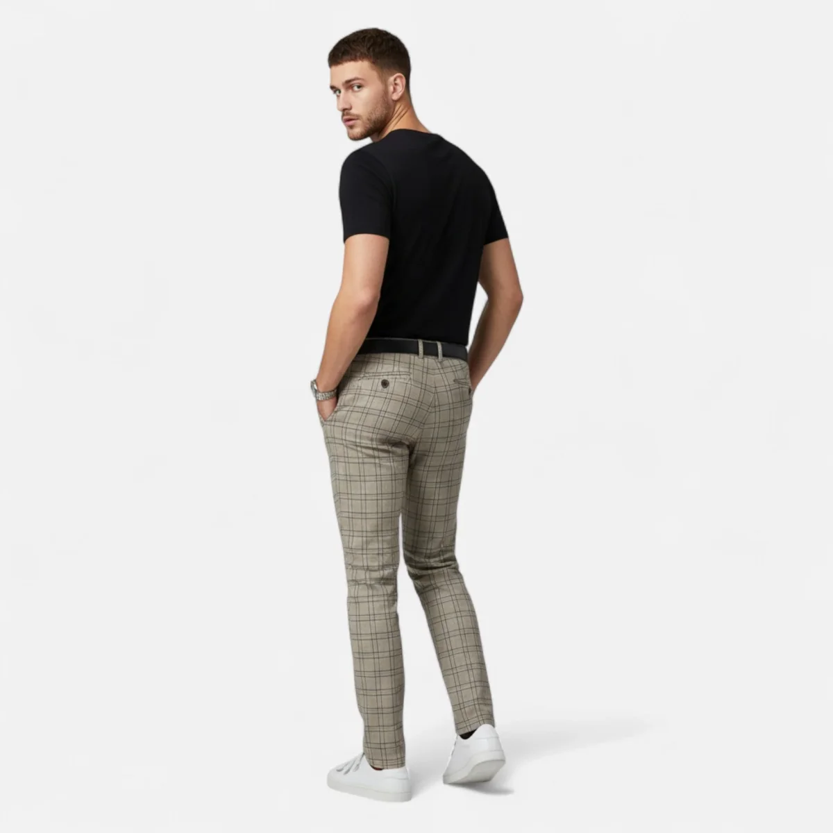 Pantalon à carreaux slim pour homme, longueur cheville – Image 7