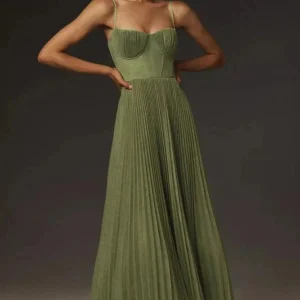 Ditte | Bustier Robe midi fit & flare en tulle plissé automnal