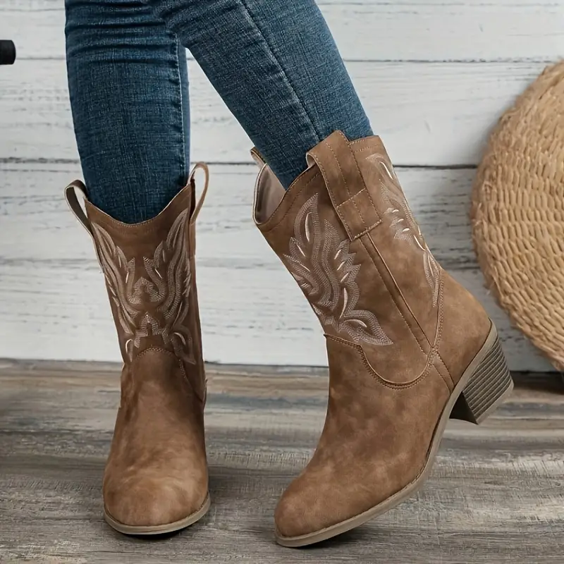 Bottes western en cuir synthétique pour femme – Image 2