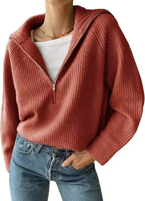 Pull en tricot côtelé avec col montant et fermeture à glissière – Image 6