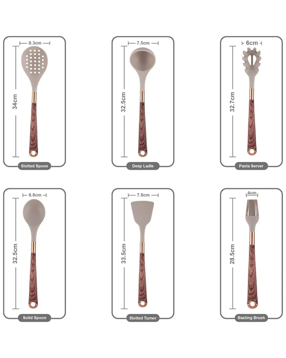 Set d'ustensiles de cuisine - Cuivra - Outils de cuisine antiadhésifs - Poignée en bois – Image 5