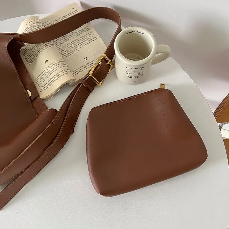 Sac en cuir minimaliste à bandoulière et à bandoulière pour dames – Image 4