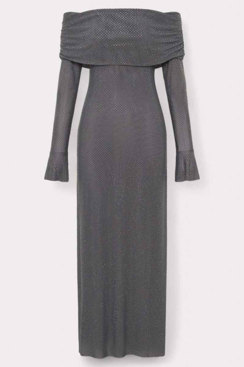 Robe longue de femme à épaules larges en polyester, idéale pour l'automne et festive pour le mariage – Image 6