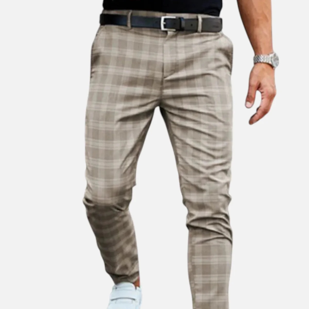Pantalon à carreaux slim pour homme, longueur cheville – Image 2
