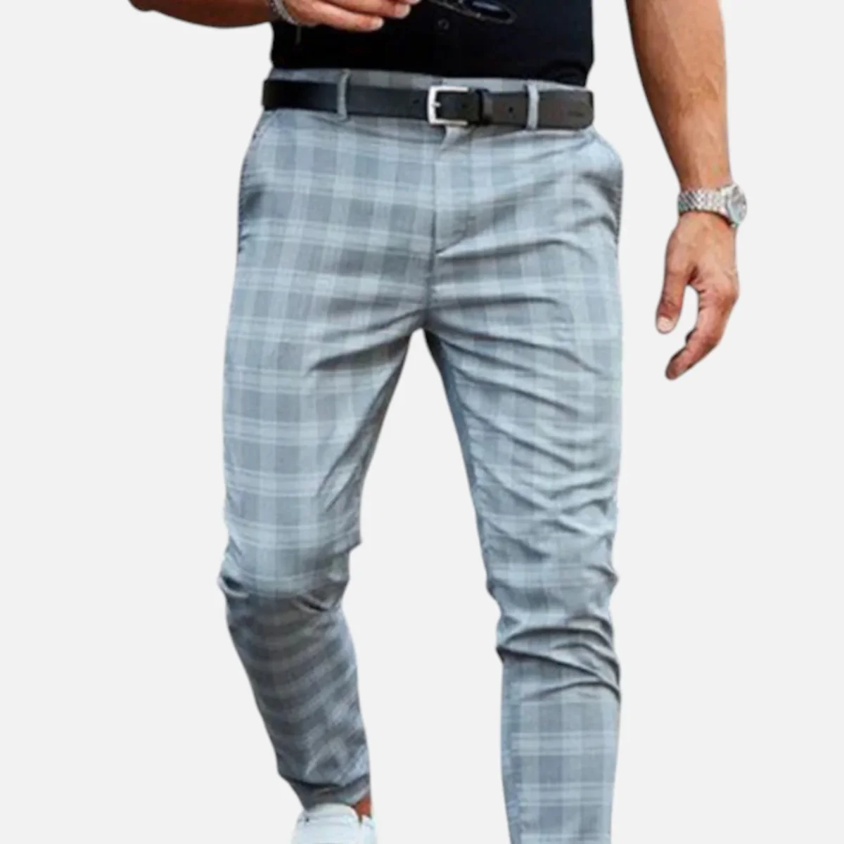 Pantalon à carreaux slim pour homme, longueur cheville – Image 4