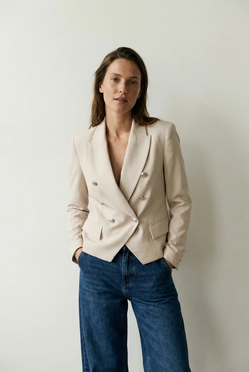 Blazer Double Poitrine Beige – Image 5