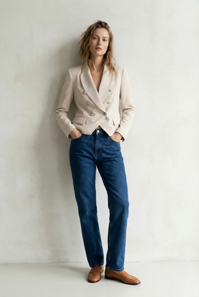 Blazer Double Poitrine Beige – Image 6