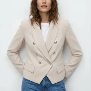 Blazer Double Poitrine Beige