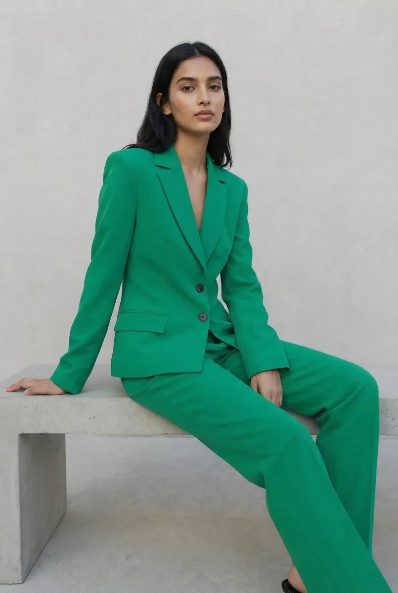 Blazer tailleur ajusté vert émeraude – pièce de costume – Image 7