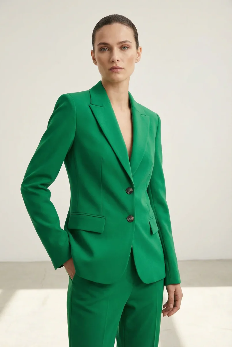 Blazer tailleur ajusté vert émeraude – pièce de costume – Image 2