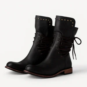 Bottes confortables en cuir vegan avec lacets pour l'automne