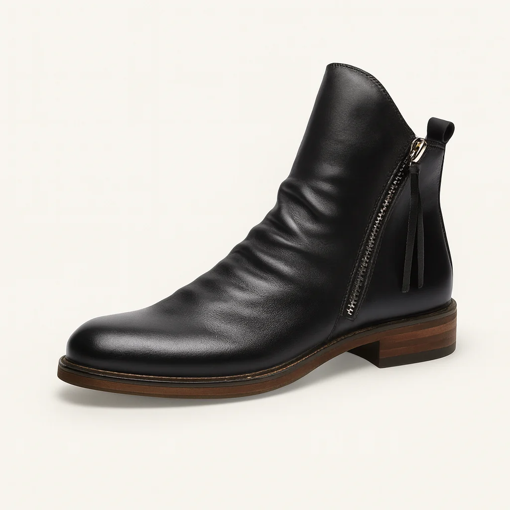 Bottes en cuir pour hommes avec semelle antidérapante et design élégant, parfaites pour l'automne