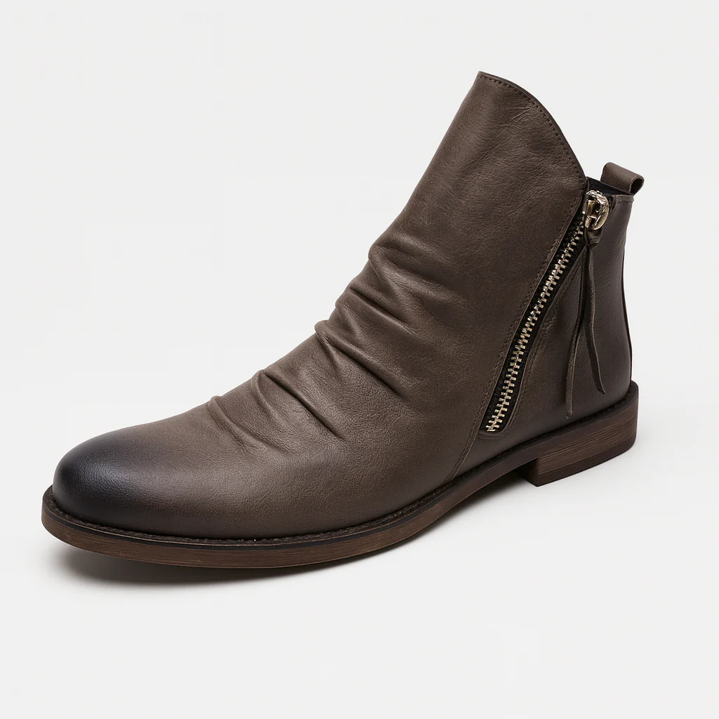 Bottes en cuir pour hommes avec semelle antidérapante et design élégant, parfaites pour l'automne – Image 4