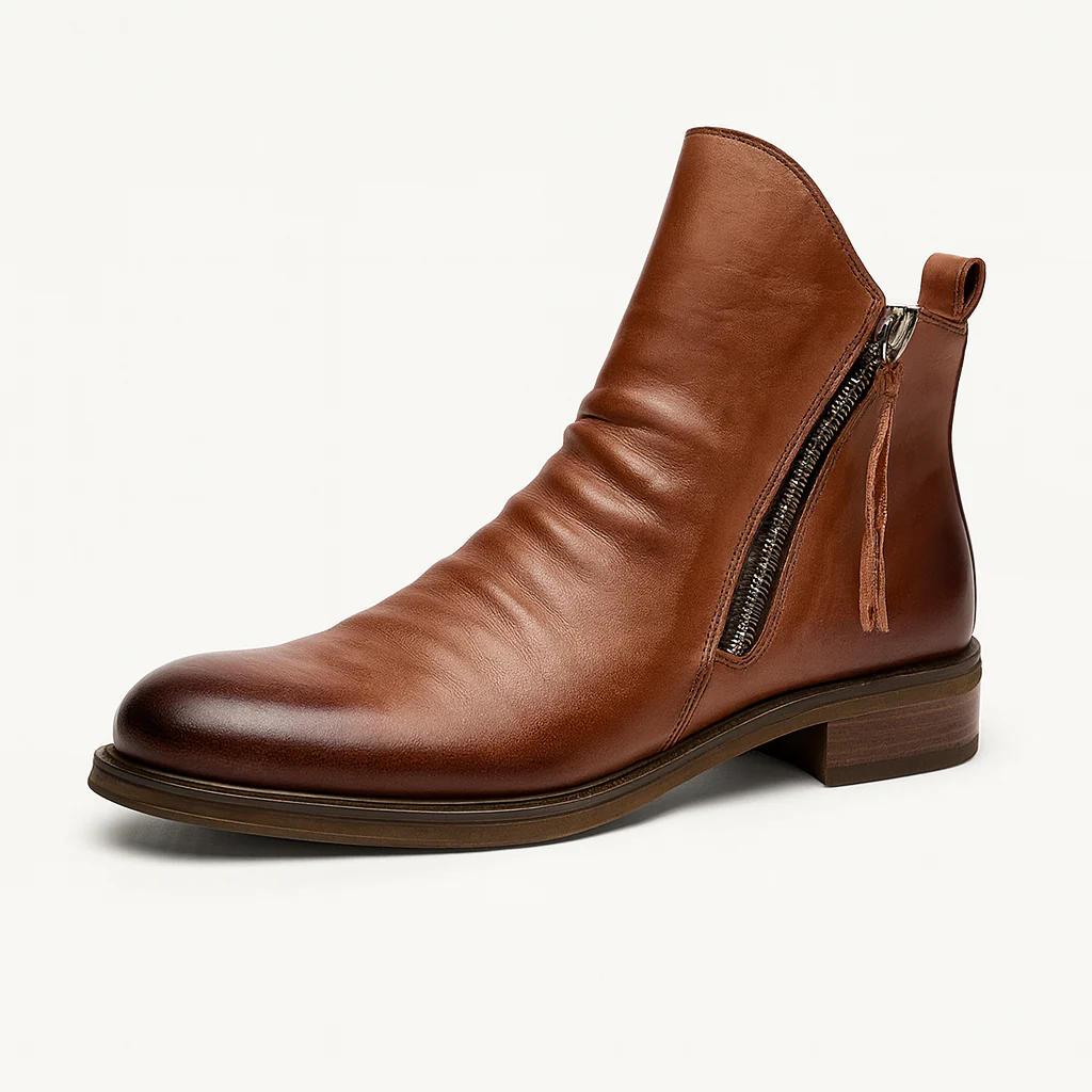 Bottes en cuir pour hommes avec semelle antidérapante et design élégant, parfaites pour l'automne – Image 3