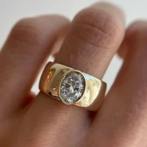Bague Vintage avec Zirconium Incrusté Doré