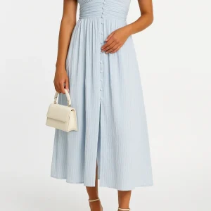 Robe longue fluide pour femmes avec bouton sur le devant - Édition Automne