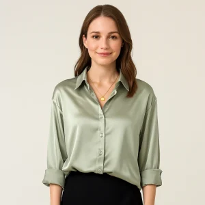 Blouse en soie luxueuse pour femme – haut en soie élégant d'inspiration vintage