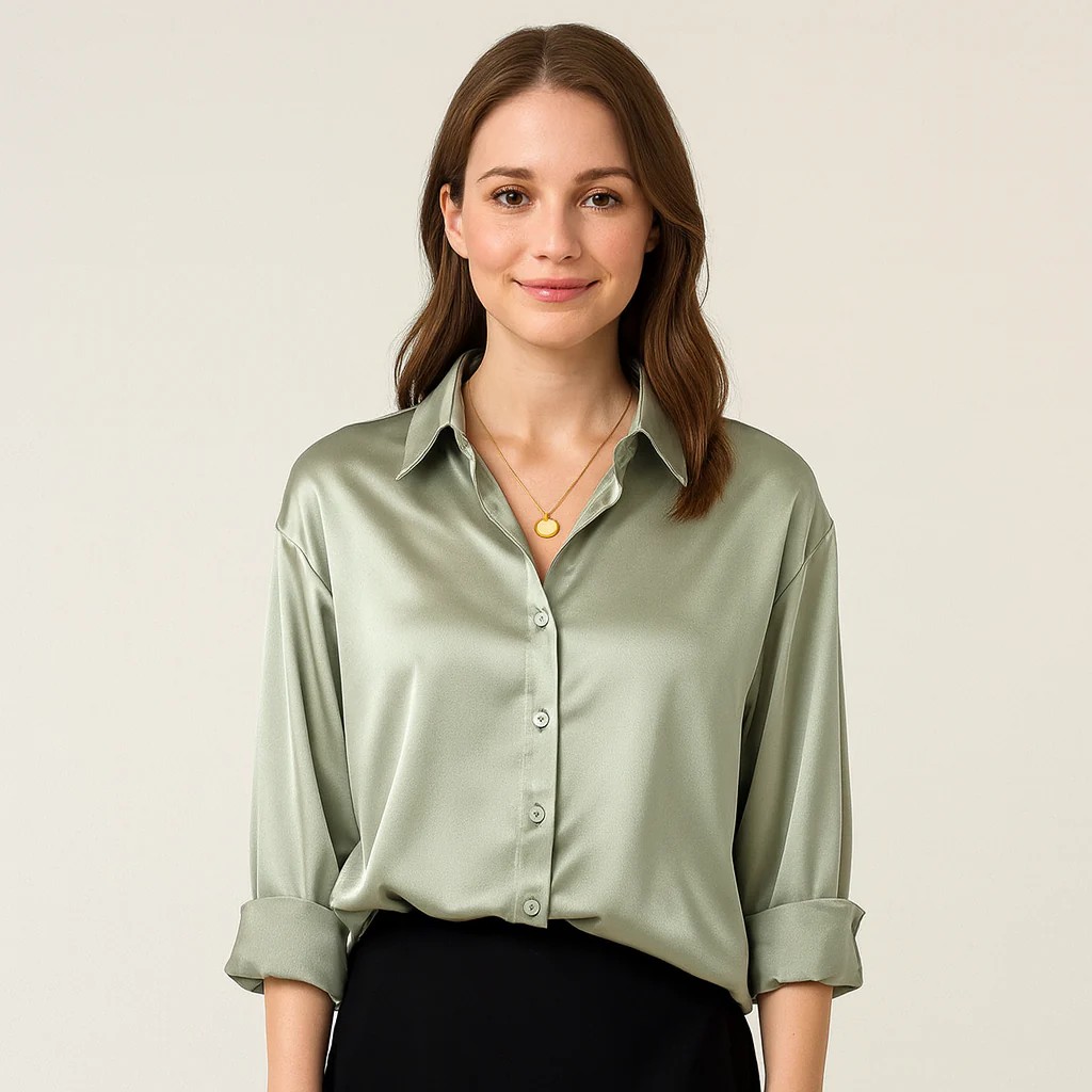 Blouse en soie luxueuse pour femme – haut en soie élégant d'inspiration vintage