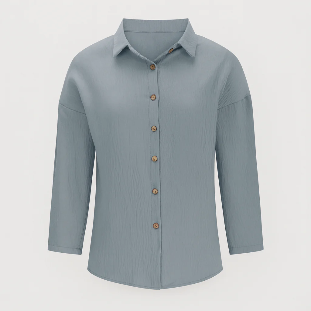 Chemise légère pour dames avec fermeture à boutons, idéale pour l'automne – Image 2